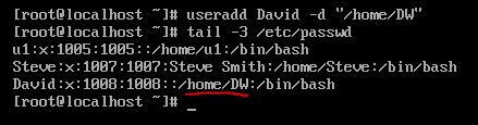 -d option with useradd command in linux?