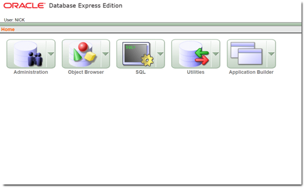 Snapshot of Database Home Page