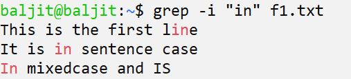 using -i option with grep command in Linux